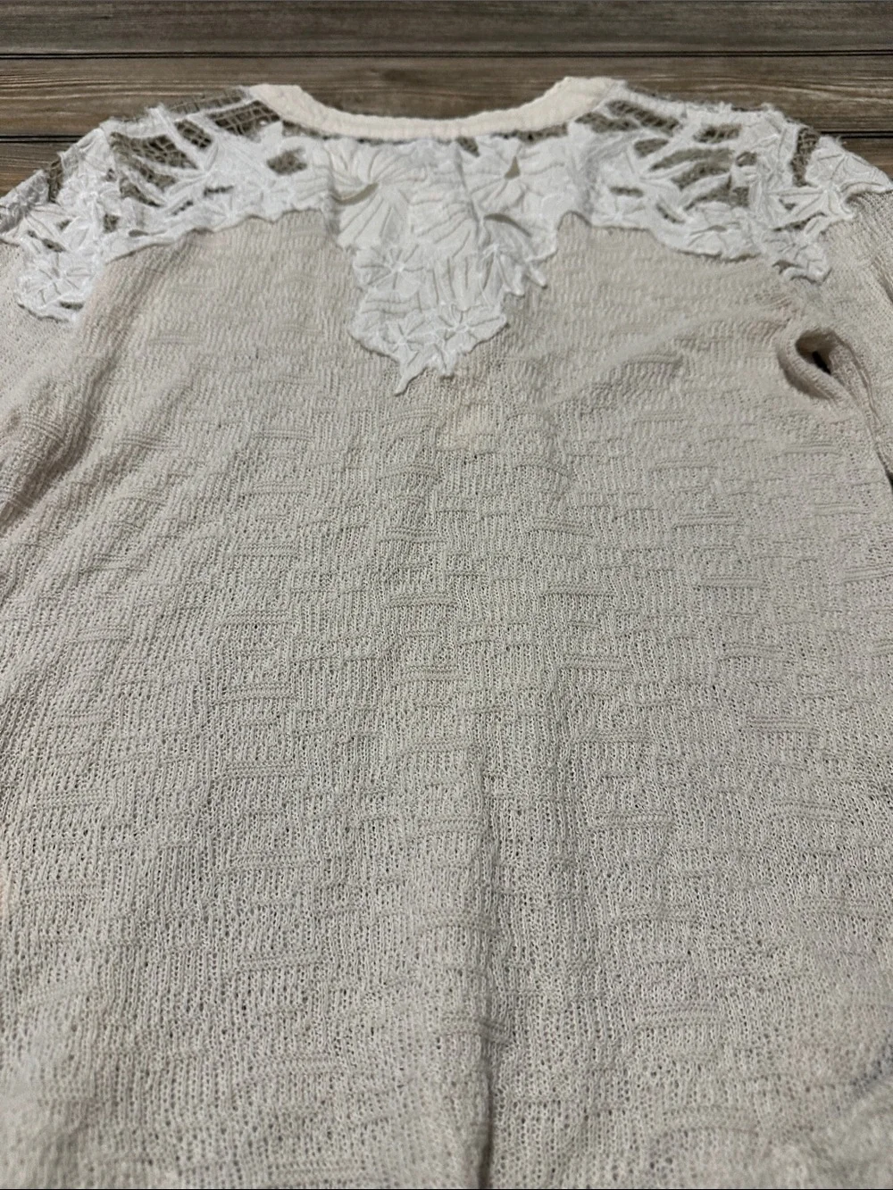 Women’s Lace-Yoke Henley Top in Cream free people size xs